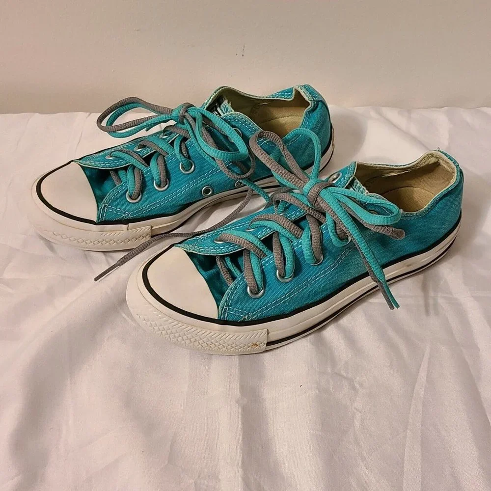Converse All Star Unisex Low Top Men's Sz 4 Woman's Sz 6 Teal Sneakers Shoes - Picture 7 of 10